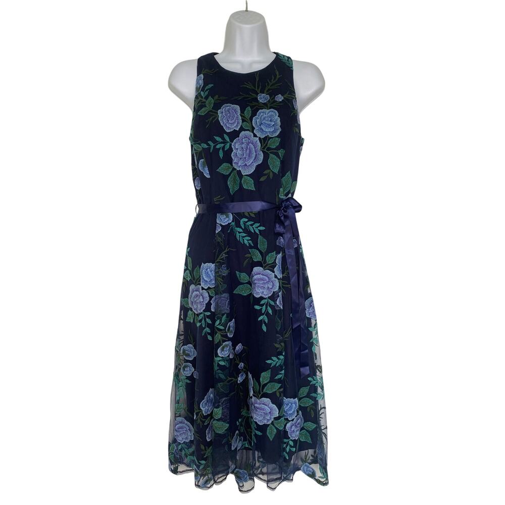 Tahari ASL Floral Embroidered Dress Size 6 - Picture 2 of 11
